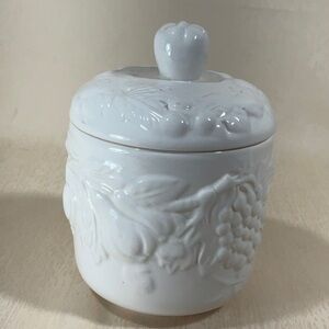White Embossed Fruit Ceramic Canister Tabletops Gallery Nature Embossed